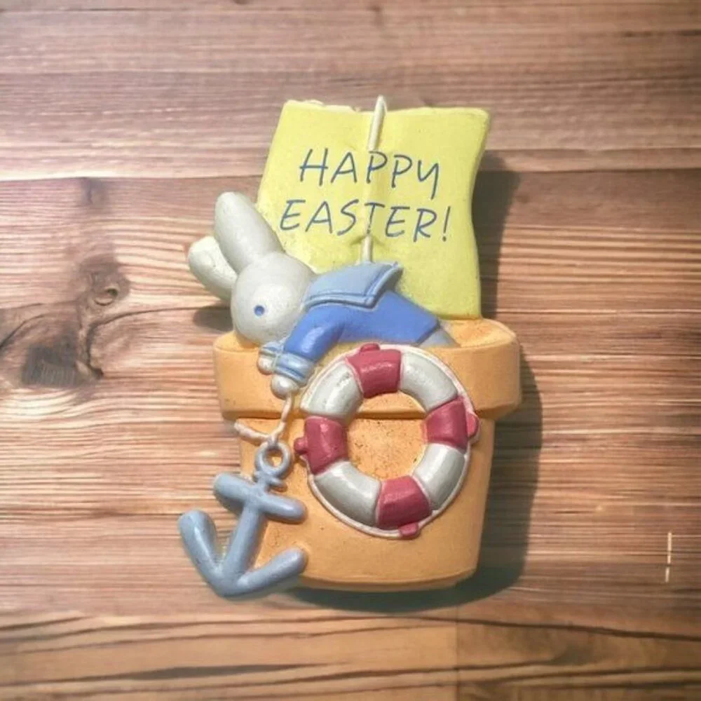 Vintage Hallmark Happy Easter Pin Anchor‎ Life Preserver Bunny